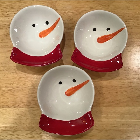 SNOWMAN NUT/DIP/TRINKET BOWLS -Set of 3, NWT - Picture 2 of 4